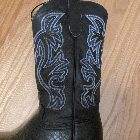 Cowtown Boots Cowboy Western Rodeo Round Toe Black Leather Made in USA 9.5 D - Picture 3 of 9